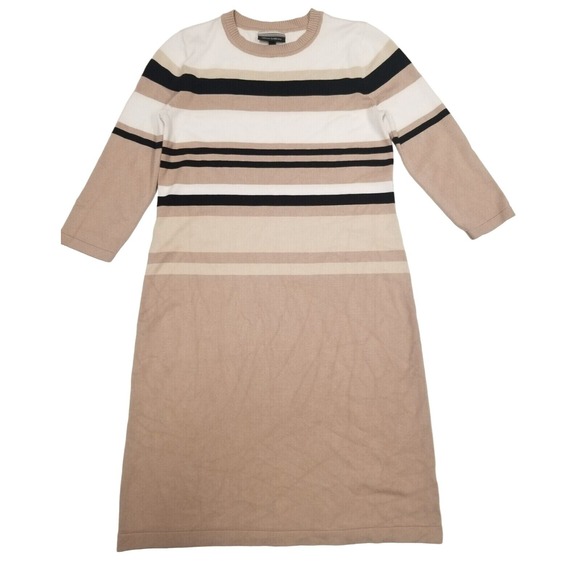 Allison Brittney Dresses & Skirts - Allison Brittney Women S Striped Knit Sweater Dress Midi Tan Black Y2K‎ 90s